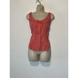 I.e. Peach EmbroideredTank Top Womens Size 12 Cottagecore Romantic Boho Feminine